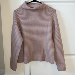 Madewell Belmont Mock Neck Ribbed Sweater XS Light Pink Wisteria Dove NWT